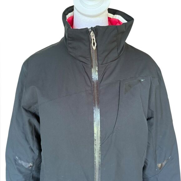 Spyder Duck Down Winter Jacket Black Shell Pink Interior Womens Size 10 Medium - Picture 4 of 16